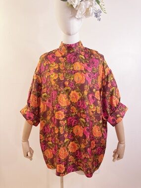 Zara 100% Silk Floral Oversized Top 🌹✨
